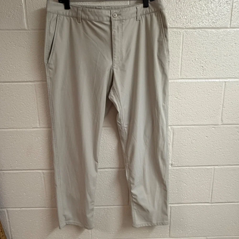 FootJoy Mens Performance Tapered Golf Pants 34x29 Stone Khaki Stretch Athletic